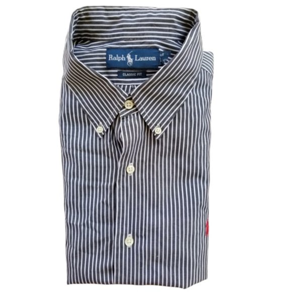 Ralph Lauren Men's Black Striped Shirt - Picture 1 of 8